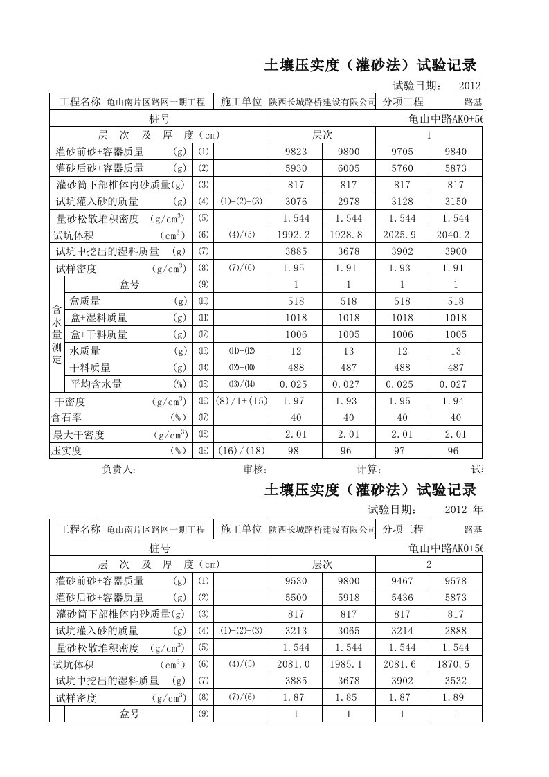 压实度表格1（精选）