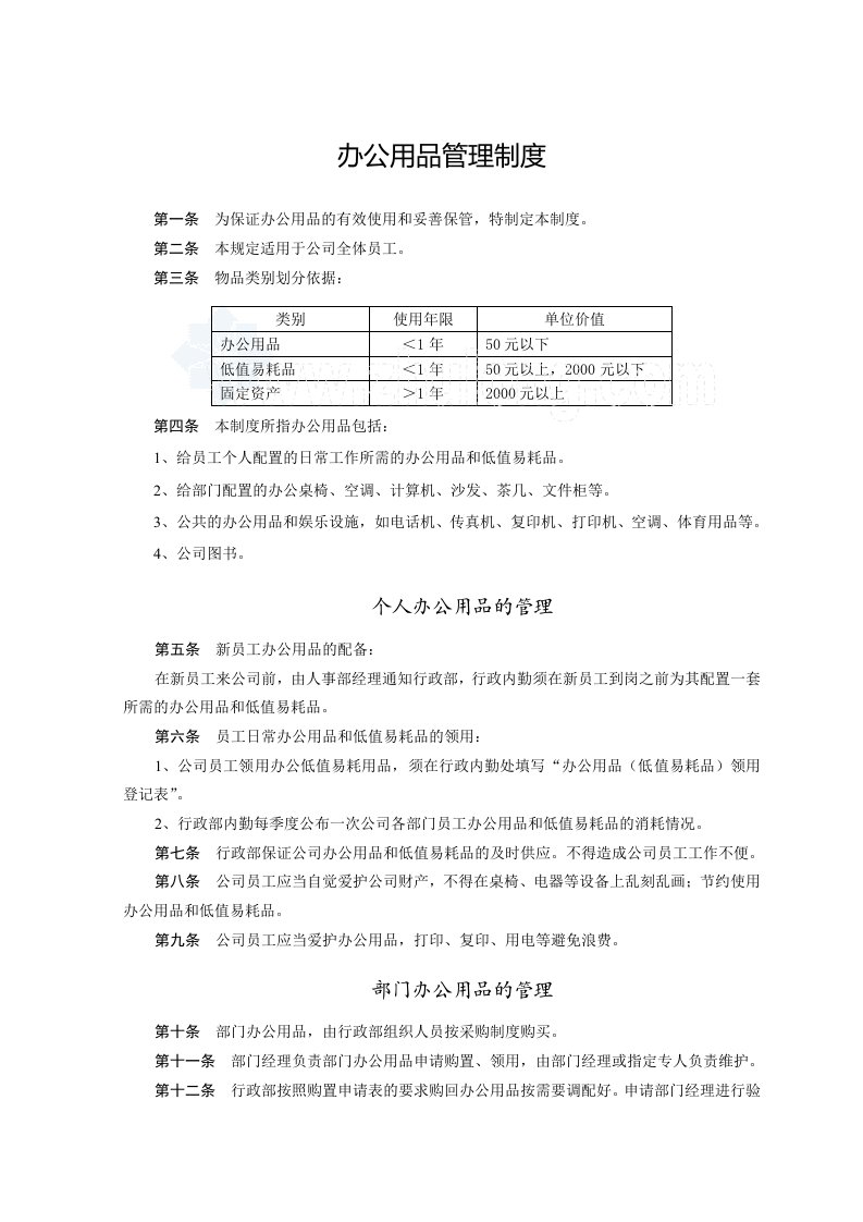 管理制度-zd办公用品管理制度_secret