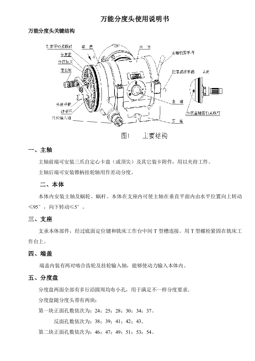 万能分度头使用新版说明书