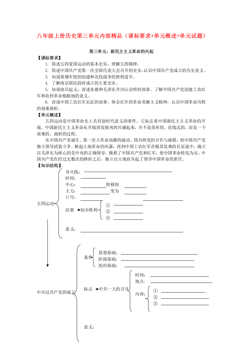 八年级历史上册