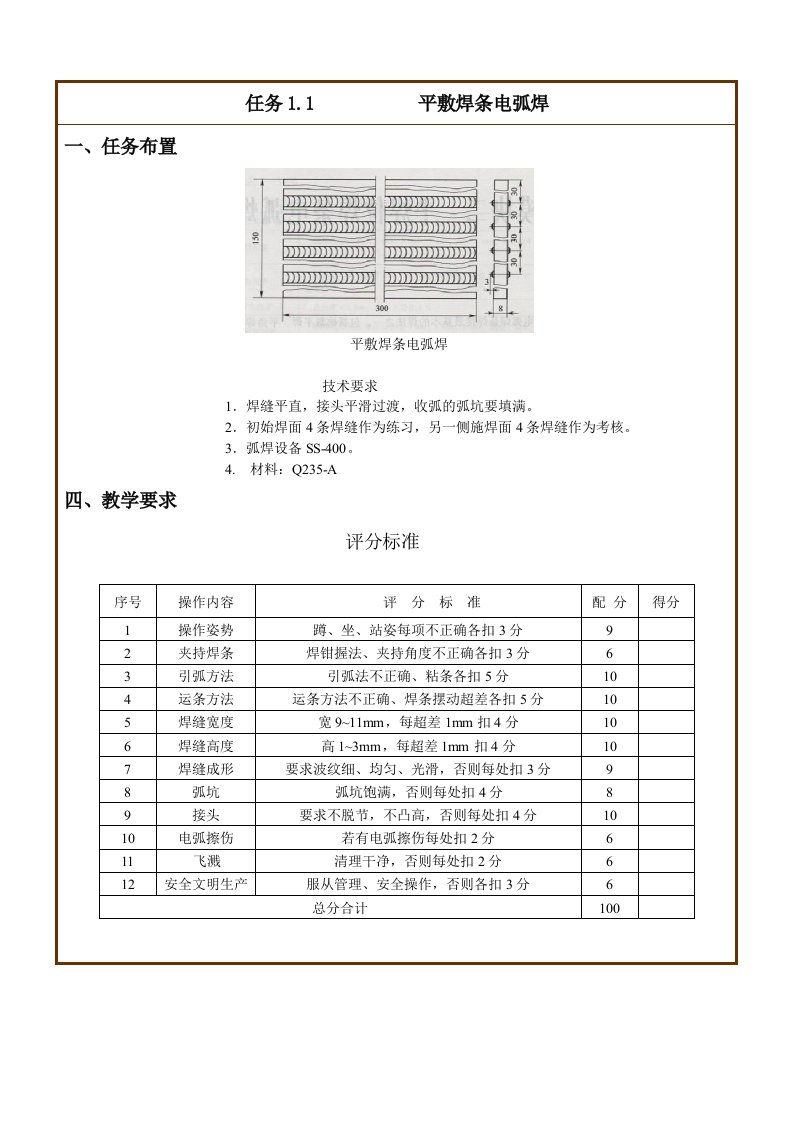 平敷焊条电弧焊