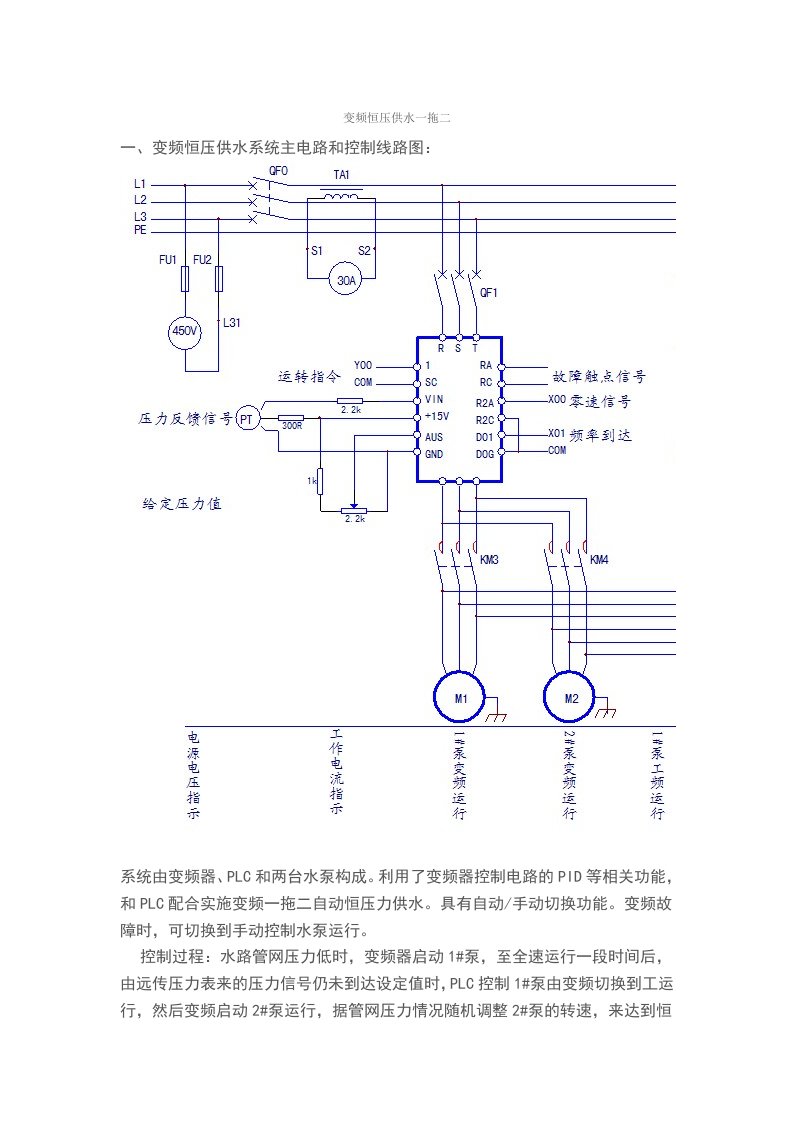 变频恒压供水一拖二