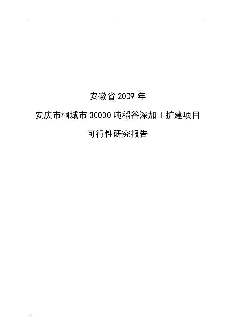 【经管类】30000吨年稻谷深加工扩建项目可行性研究报告