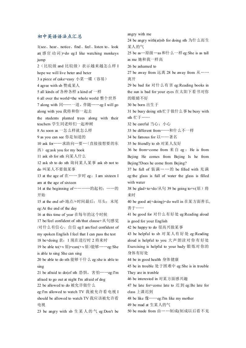 冲击2012初中英语语法点汇总