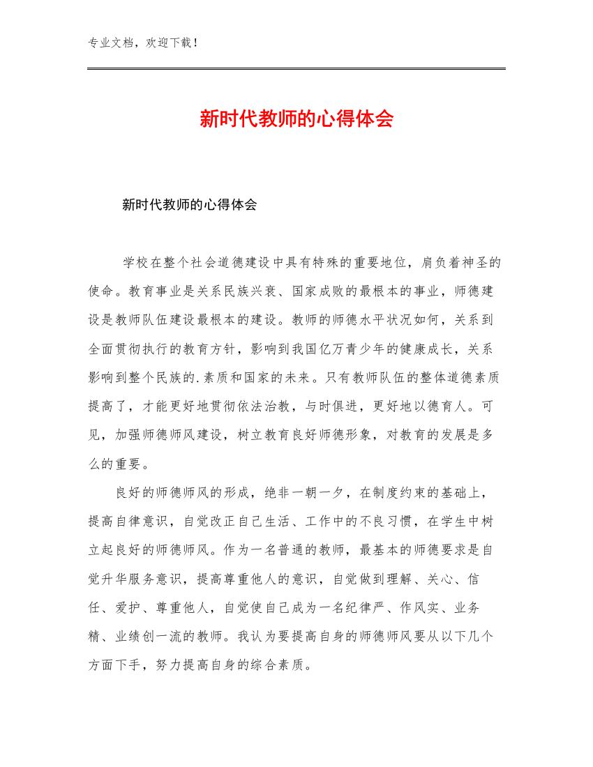 2023年新时代教师的心得体会例文29篇文档合集