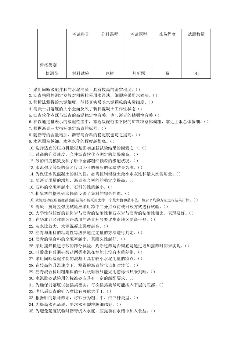 建材-检测员-判断题-易7