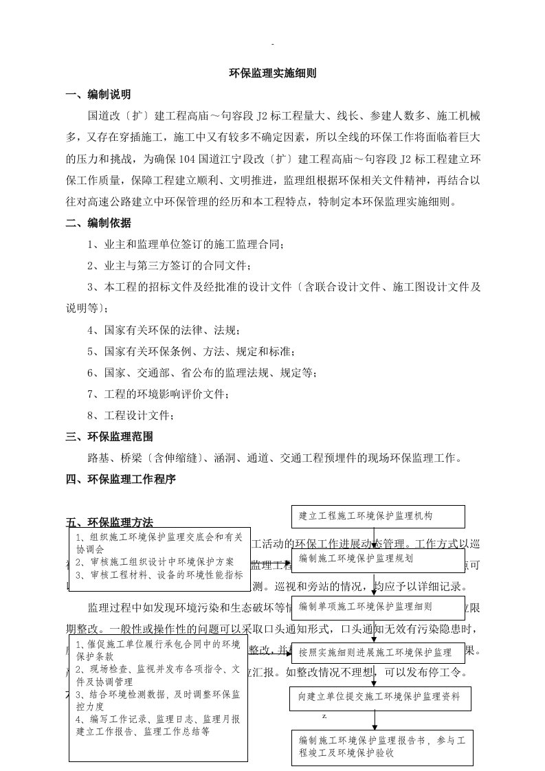 公路工程环保监理实施细则