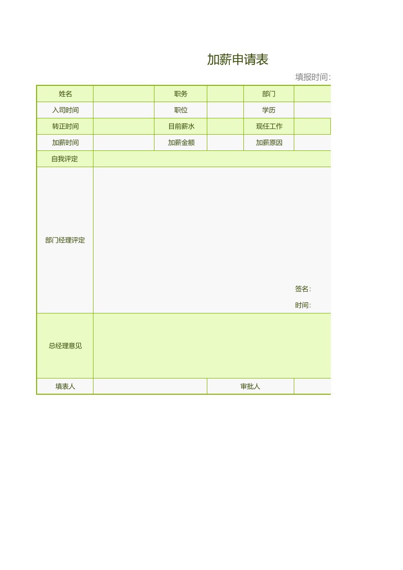 工程资料-加薪申请表