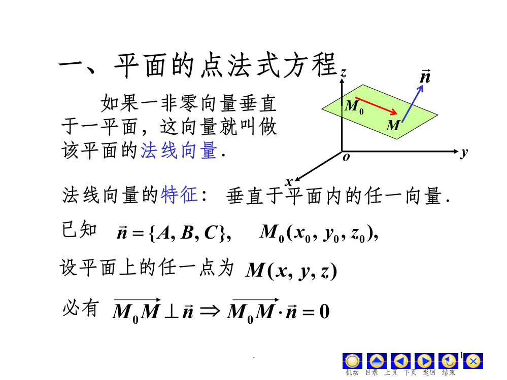 平面的点法式方程与一般方程ppt课件