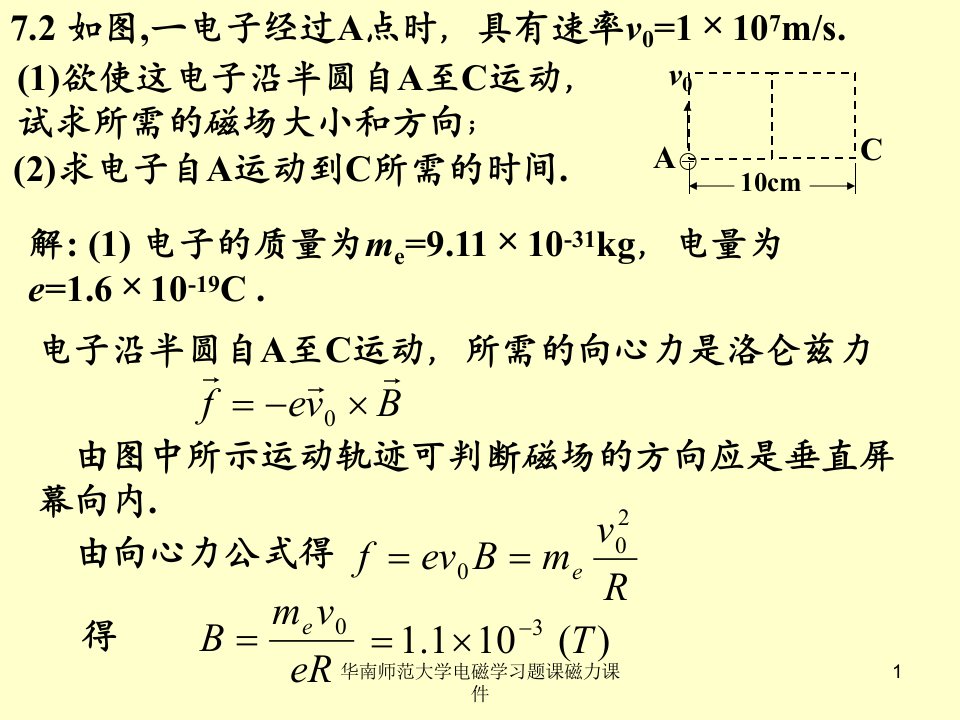 华南师范大学电磁学习题课磁力课件