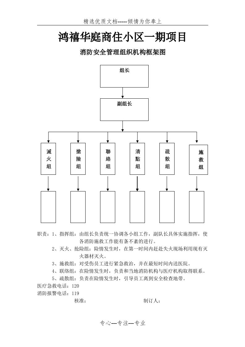 消防安全管理组织机构框架图(共1页)