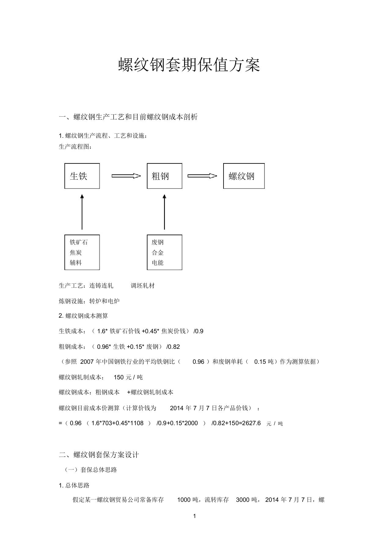 螺纹钢套期保值规划方案