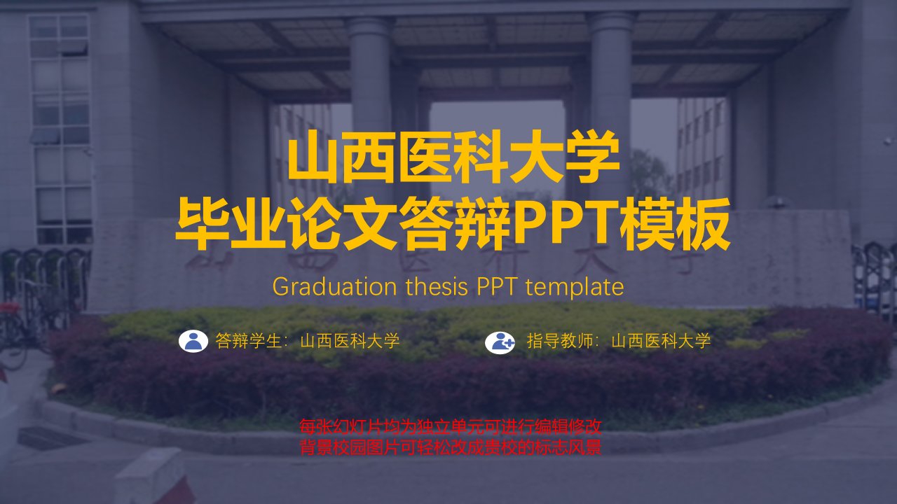 山西医科大学毕业论文答辩ppt模板