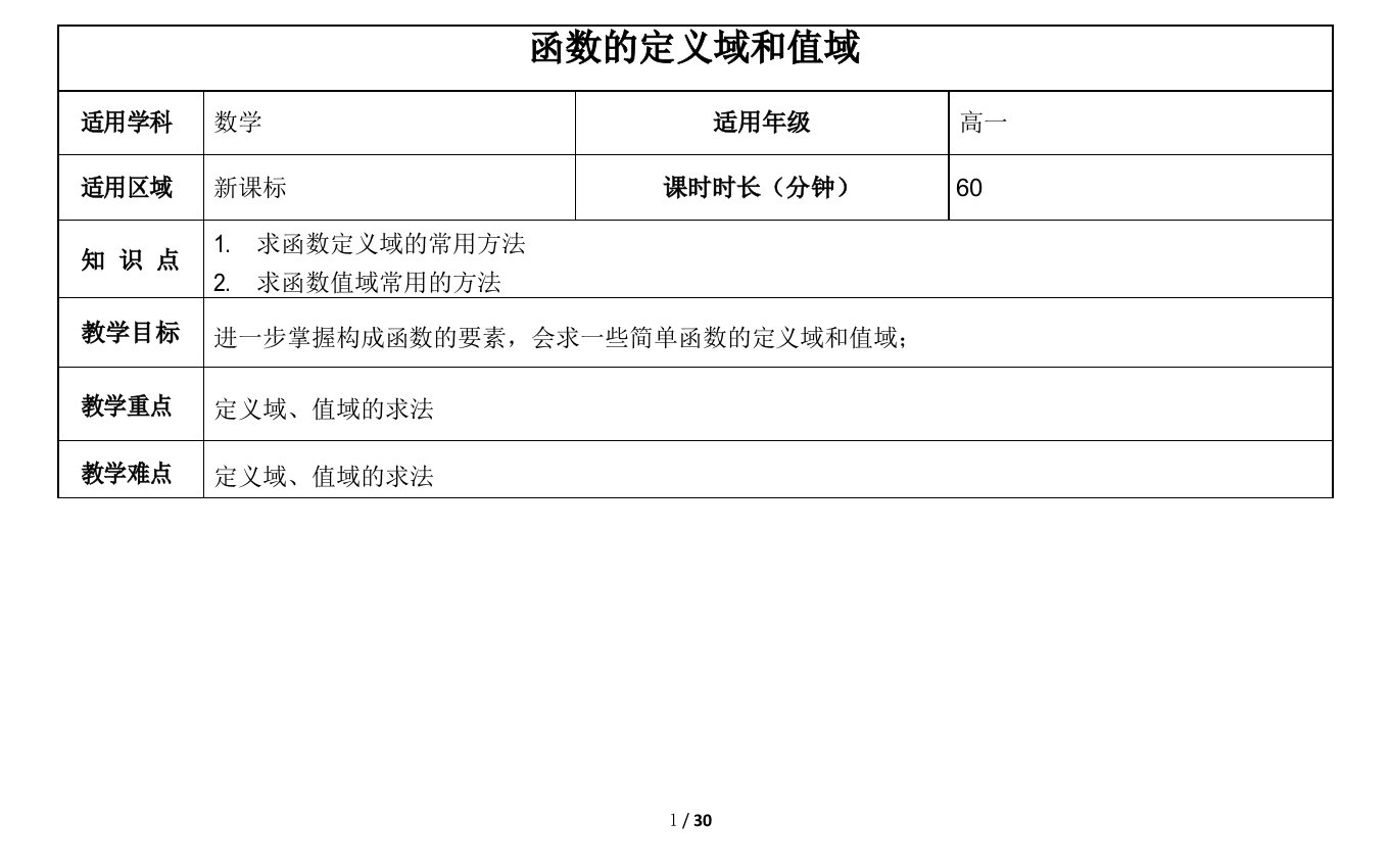 《2.2函数的定义域和值域》