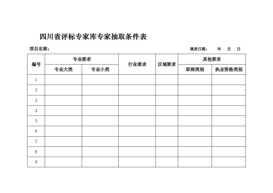 四川省评标专家库专家抽取条件表