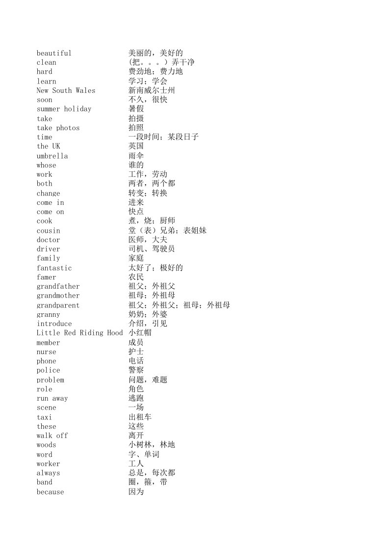 joinin英语剑桥版五年级(上)单词表