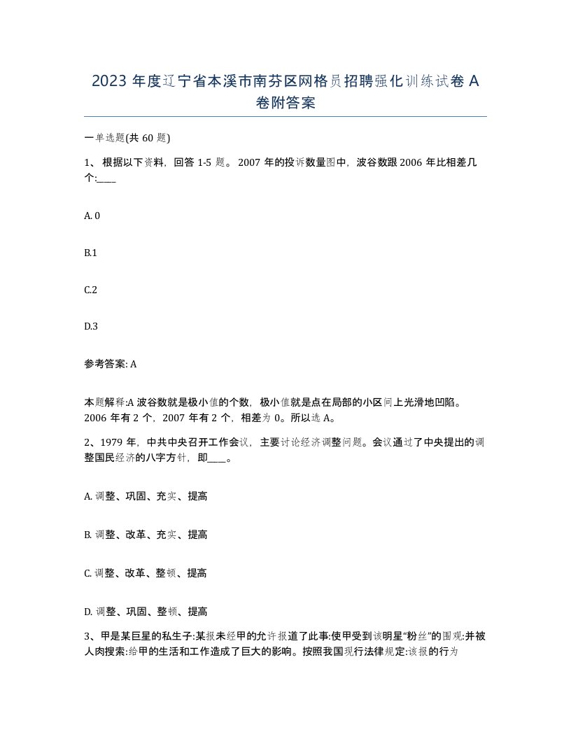 2023年度辽宁省本溪市南芬区网格员招聘强化训练试卷A卷附答案