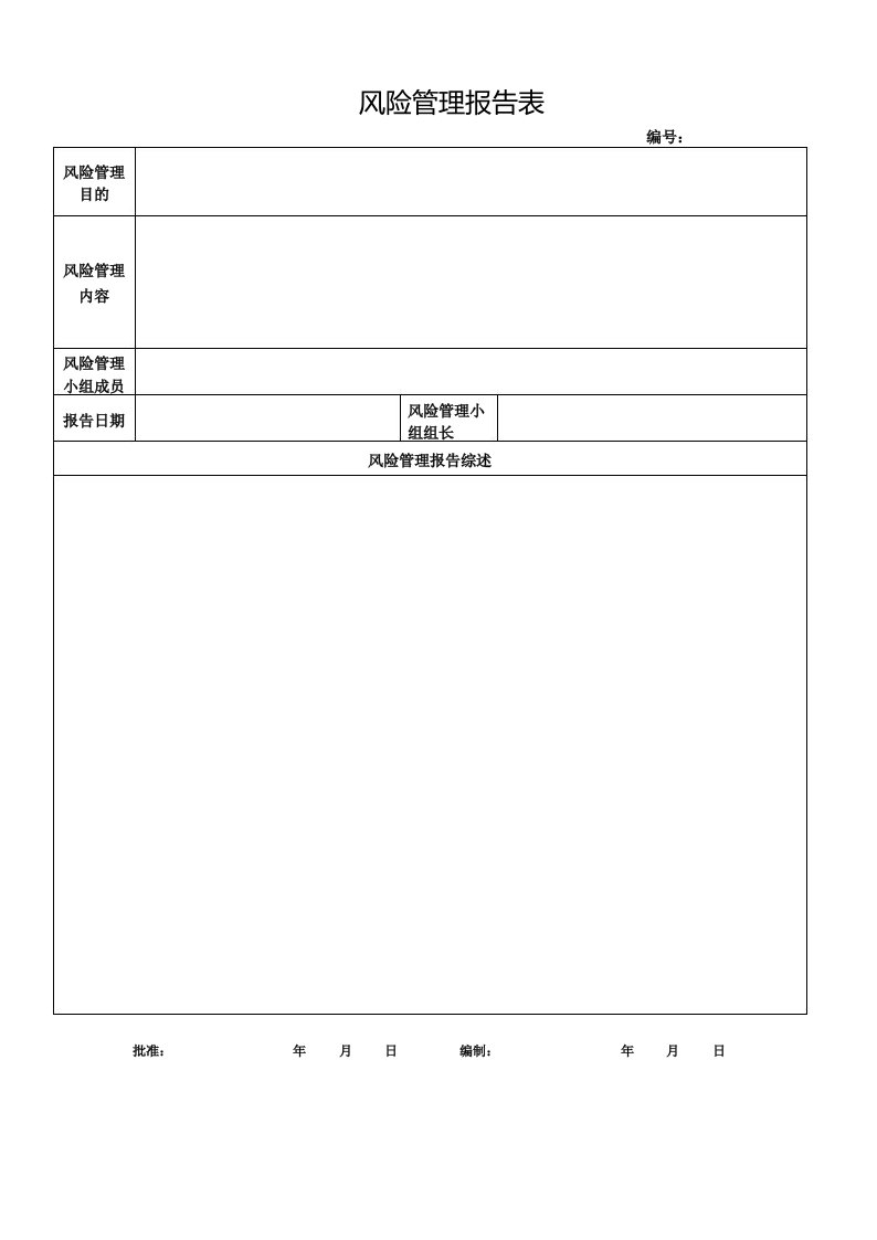 风险管理报告表