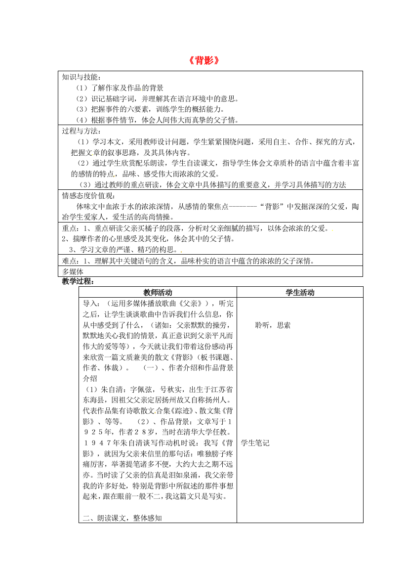 公开课教案教学设计课件北京课改初中语文七上《背影》-(八)