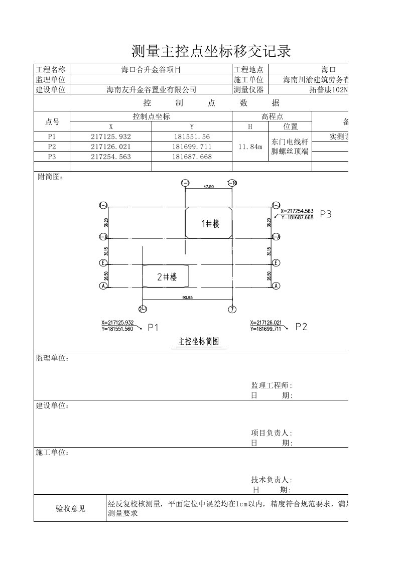 控制点移交记录表