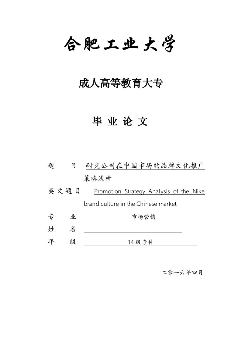 耐克公司在中国市场的品牌文化推广策略浅析