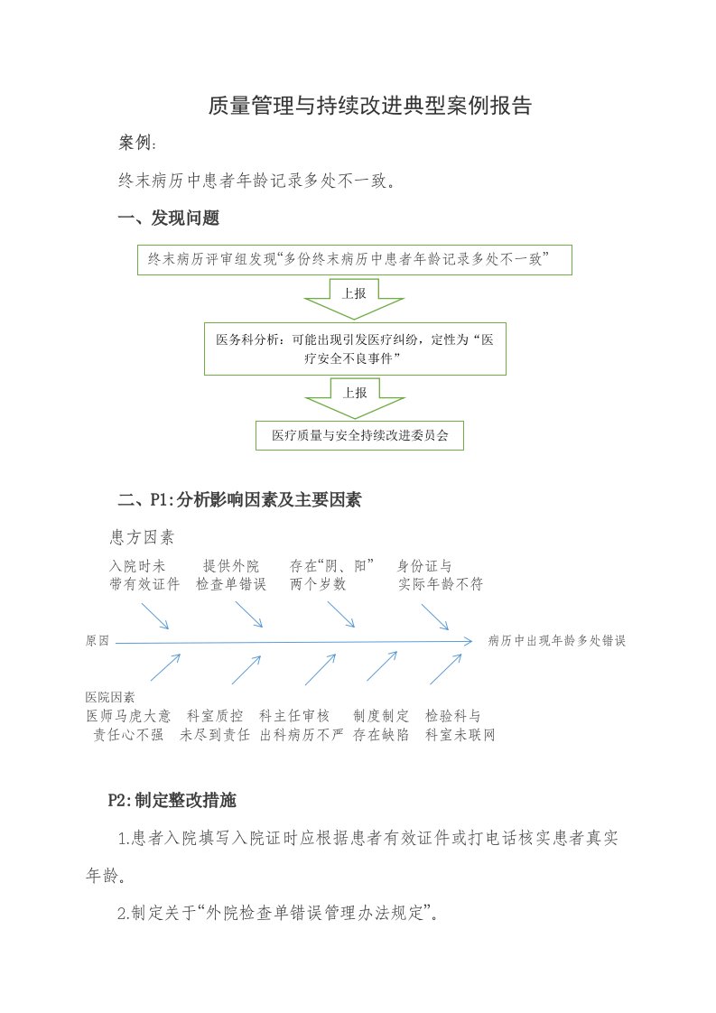 医疗质量持续改进中的运用案例分析