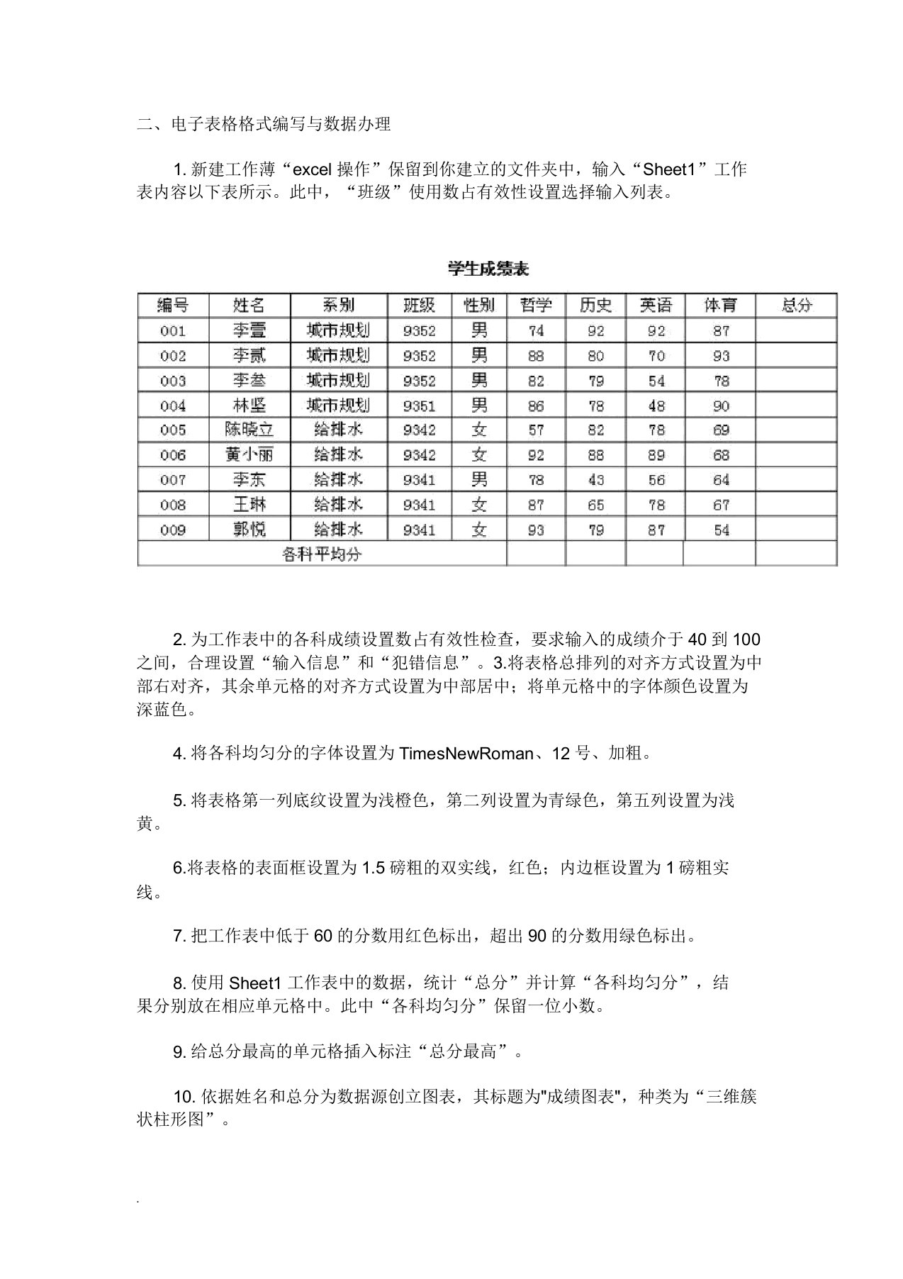 计算机等级考试二级officeexcel练习题