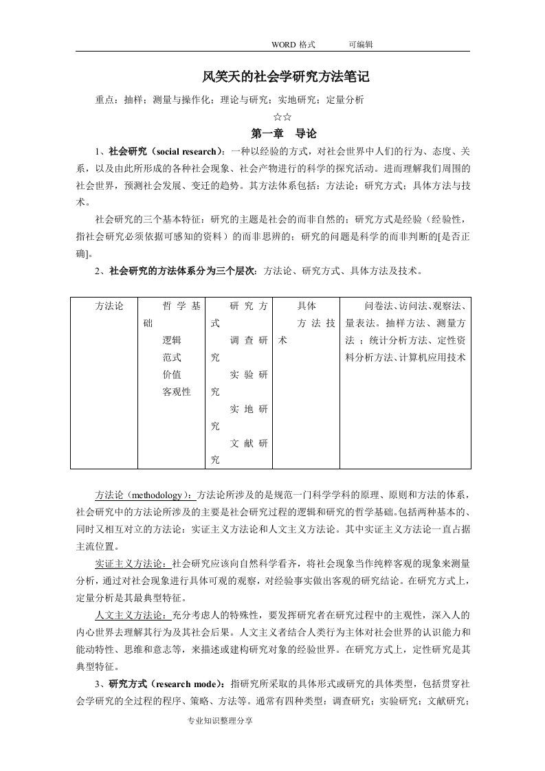 风笑天社会学设计研究方法笔记