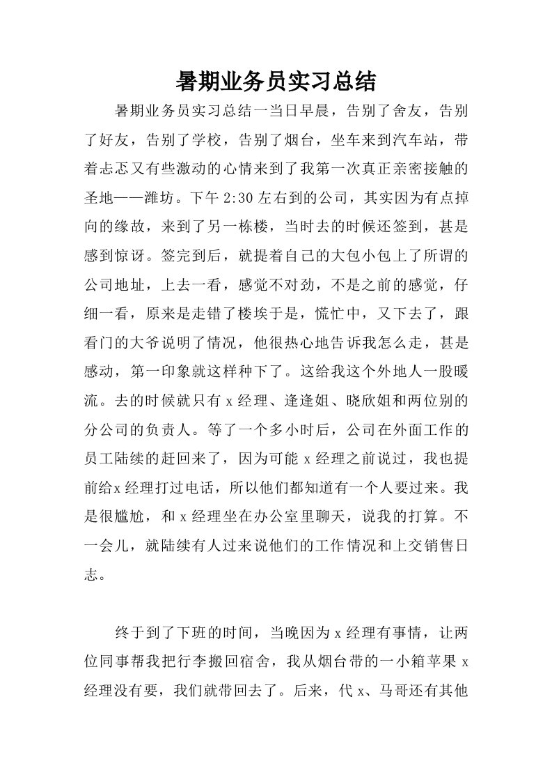 暑期业务员实习总结.doc