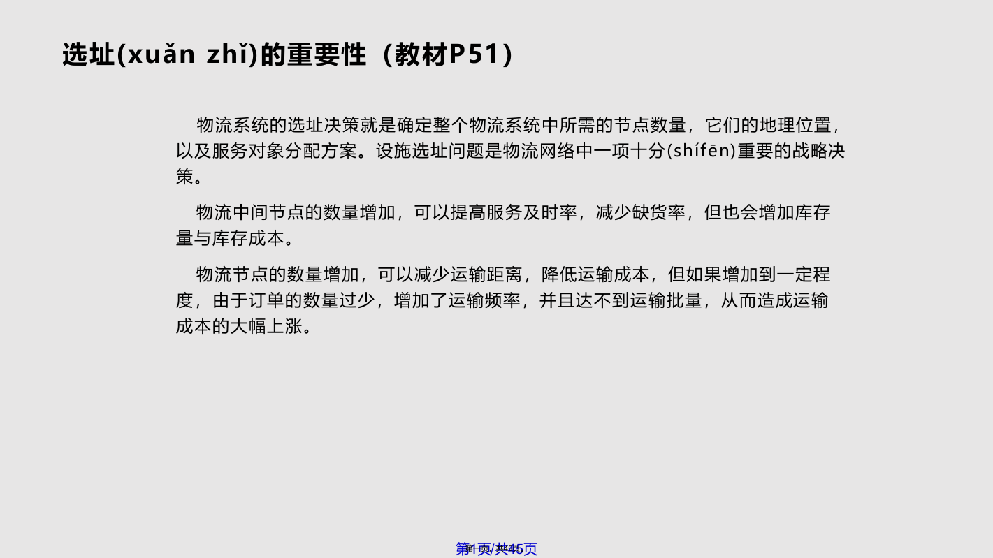 物流课程物流系统选址规划设计PPT课件