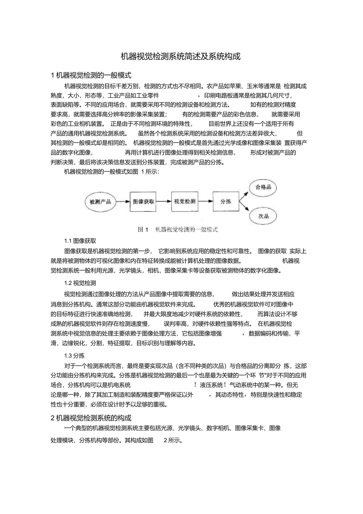 机器视觉检测系统简述及系统构成