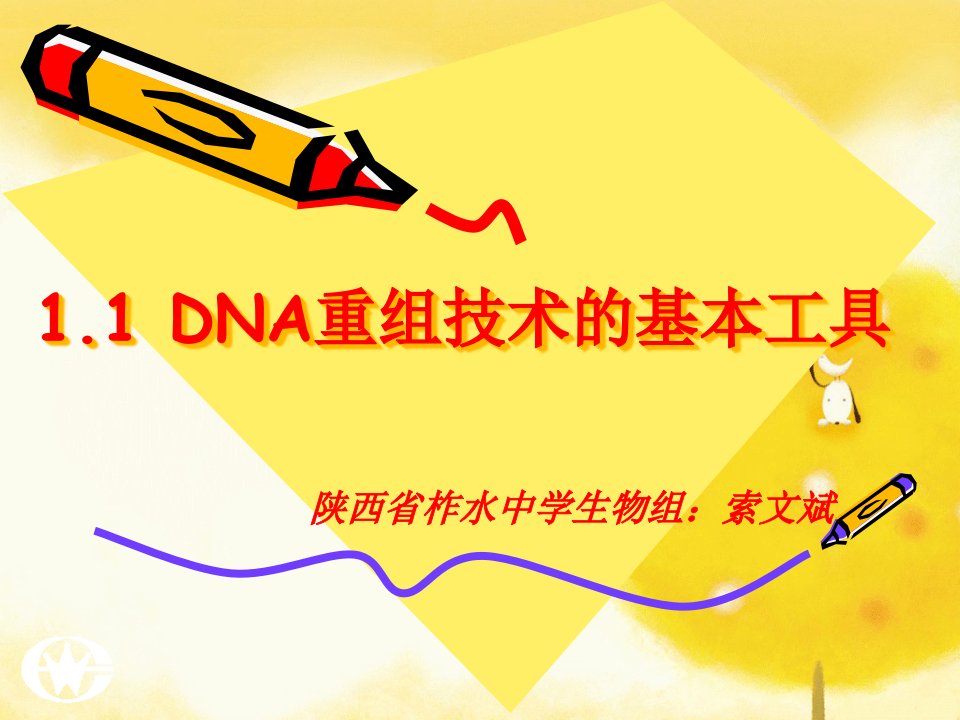 11DNA重组技术的基本工具陕西省柞水中学索文斌