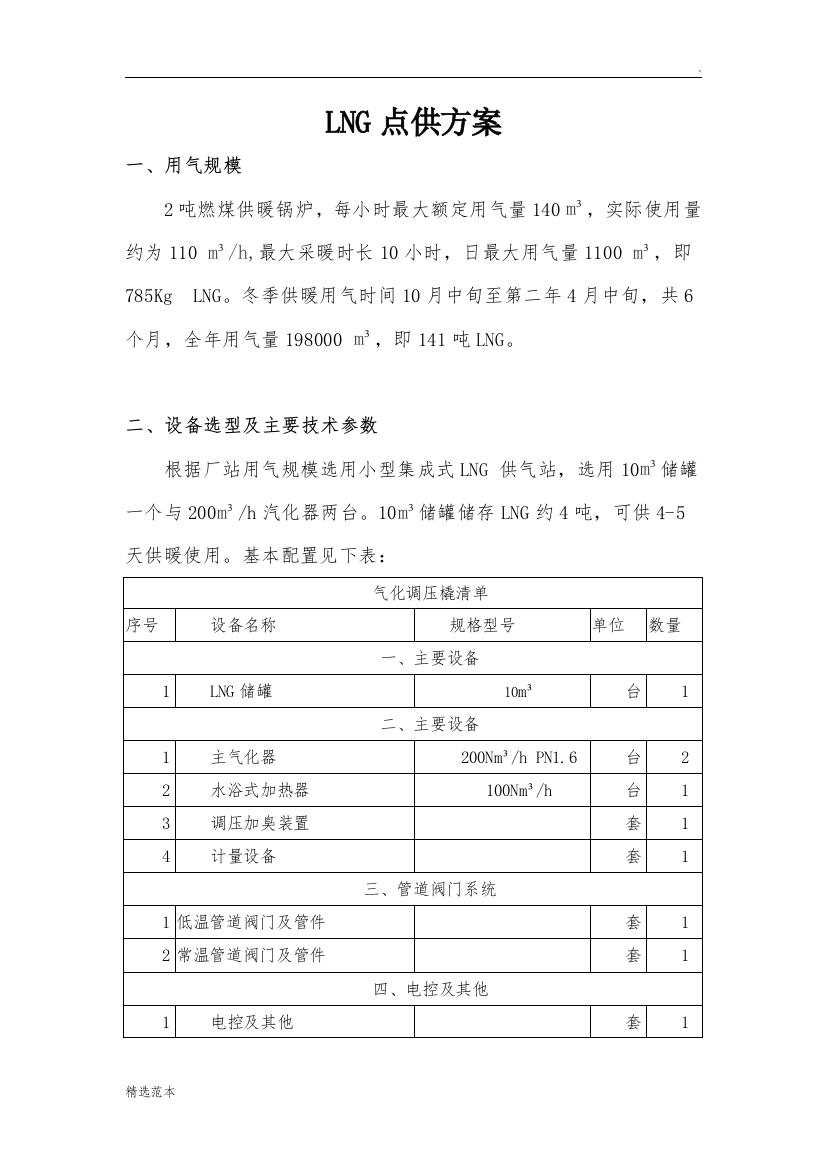 吨LNG点供方案