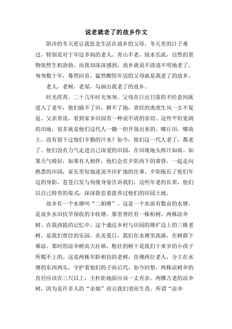 说老就老了的故乡作文