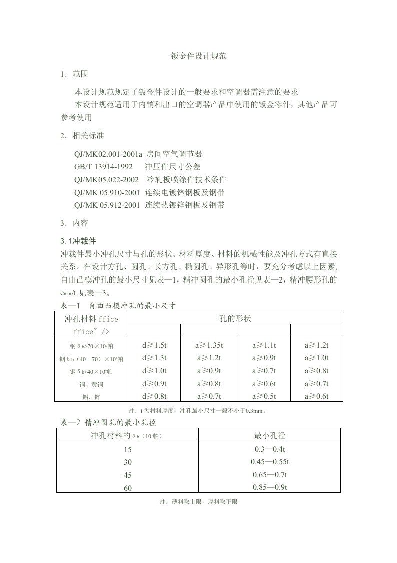 钣金件设计规范