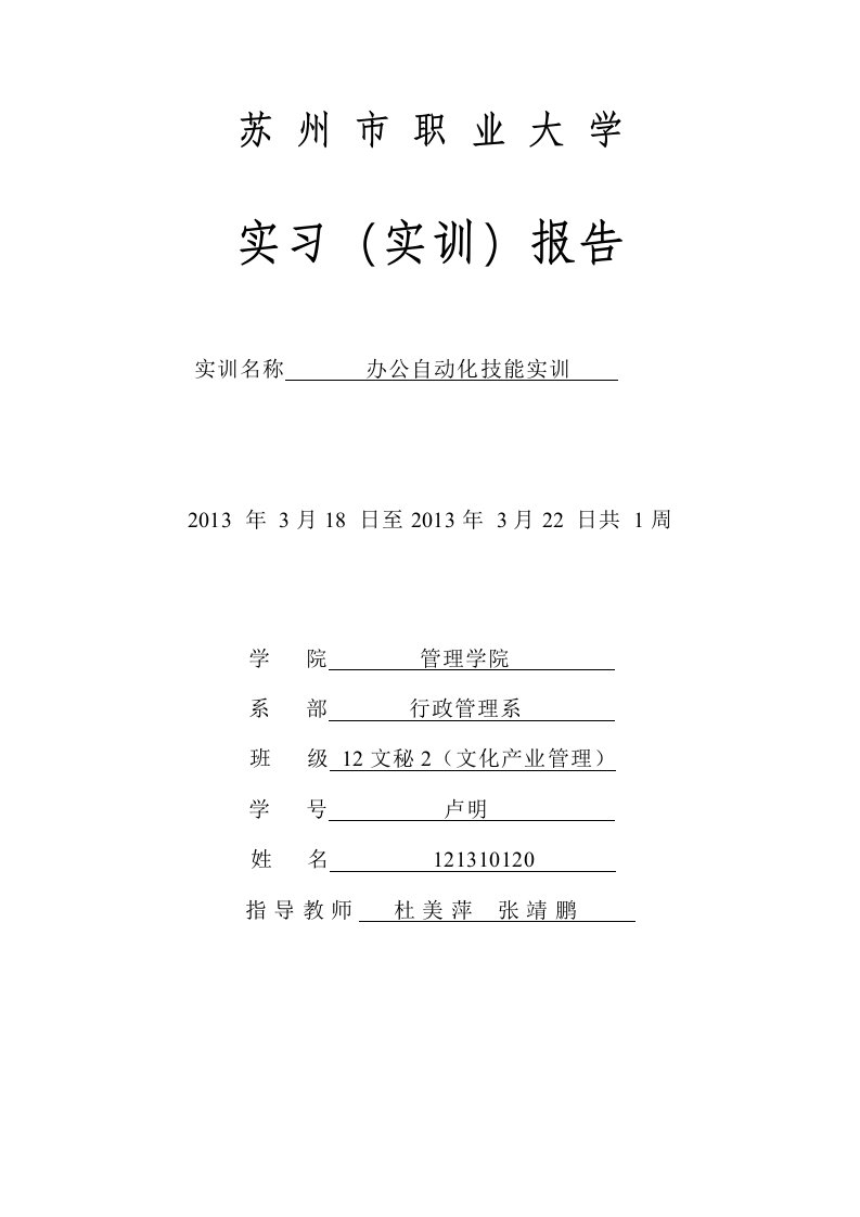 办公自动化实训报告