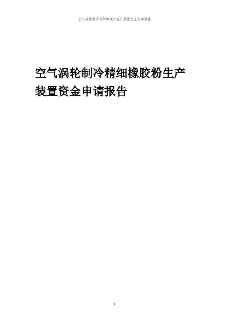 2024年空气涡轮制冷精细橡胶粉生产装置项目资金申请报告代可行性研究报告