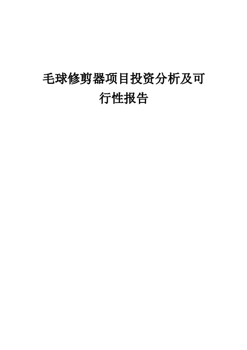 毛球修剪器项目投资分析及可行性报告