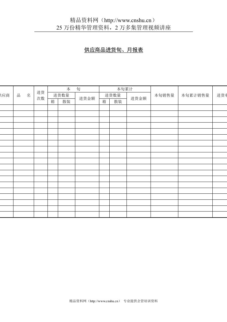 供应商品进货旬&月报表