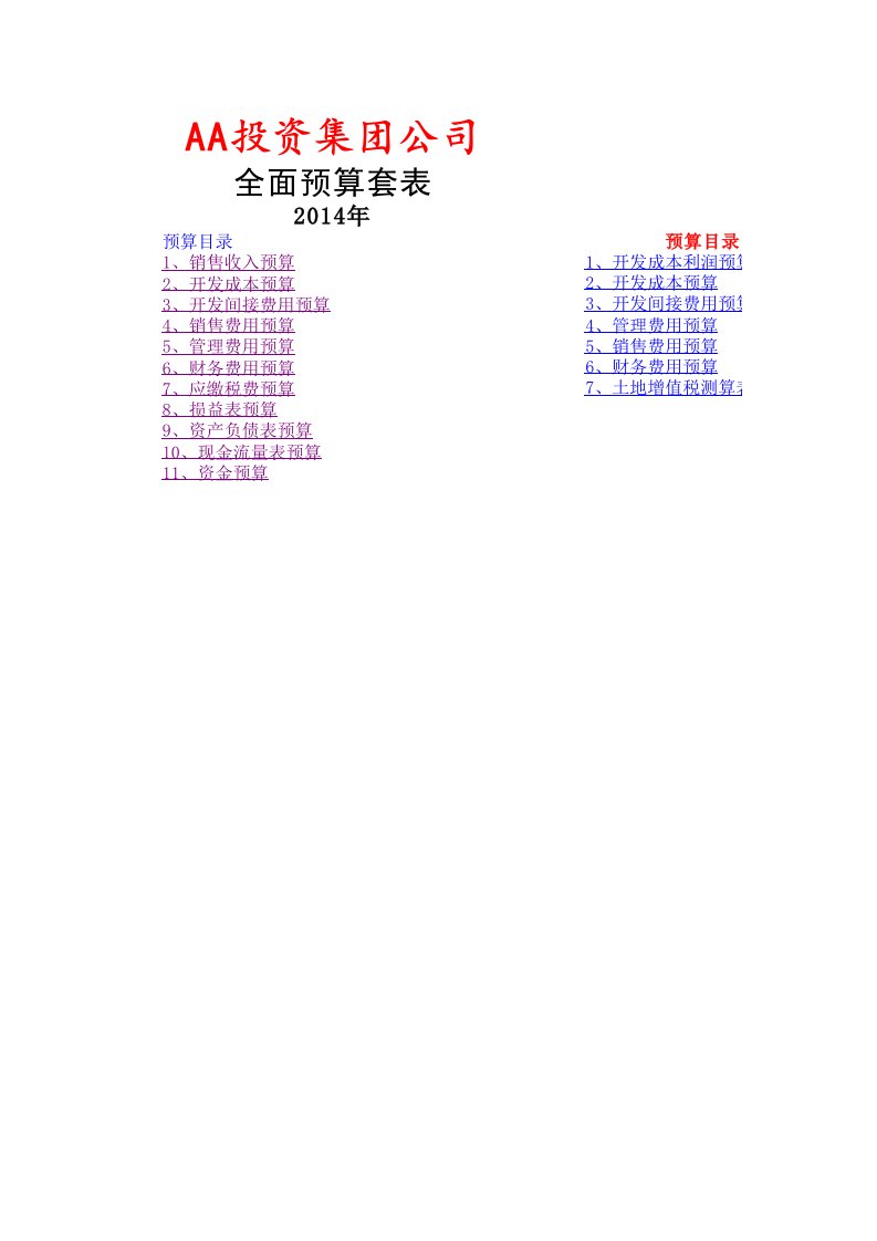 土地增值税测算表和项目成本利润预算表