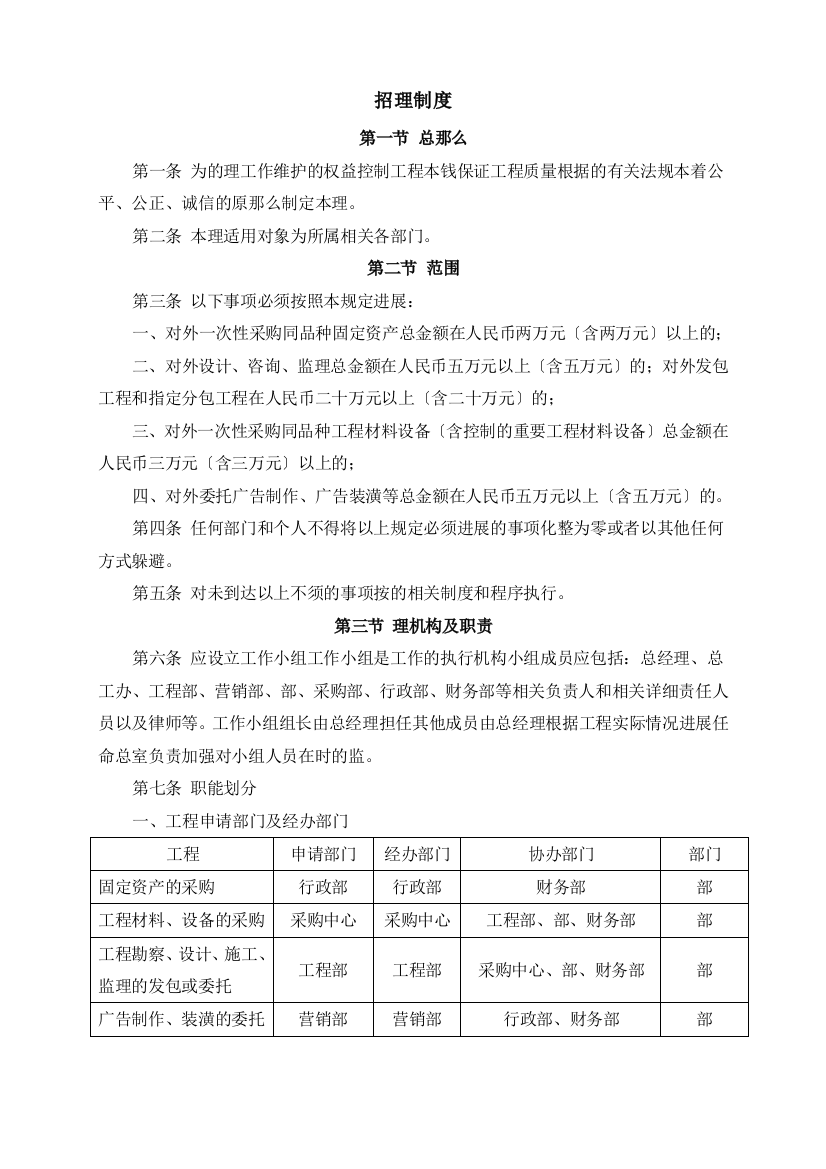 公司招投标管理制度