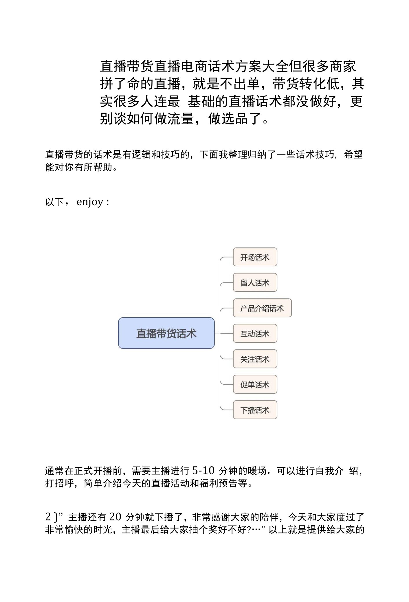 直播带货直播电商话术方案大全【超级高端完整版】