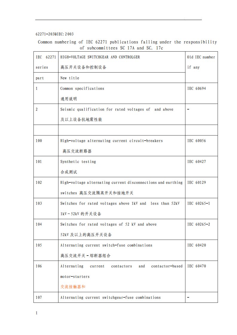 iec标准对应表