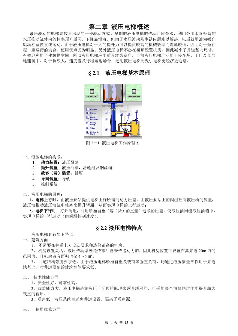 液压电梯基本工作原理-word资料(精)