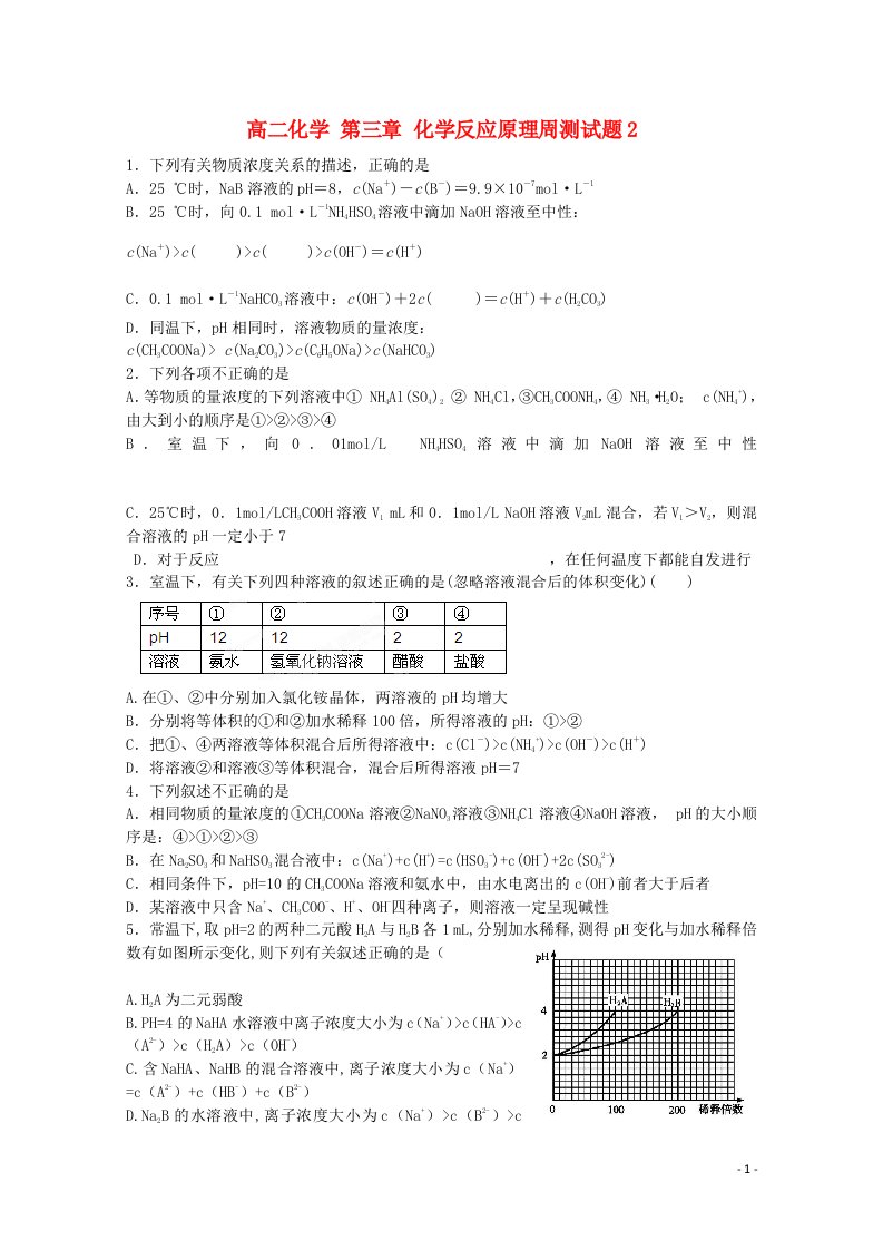 黑龙江省木兰县高级中学高二化学