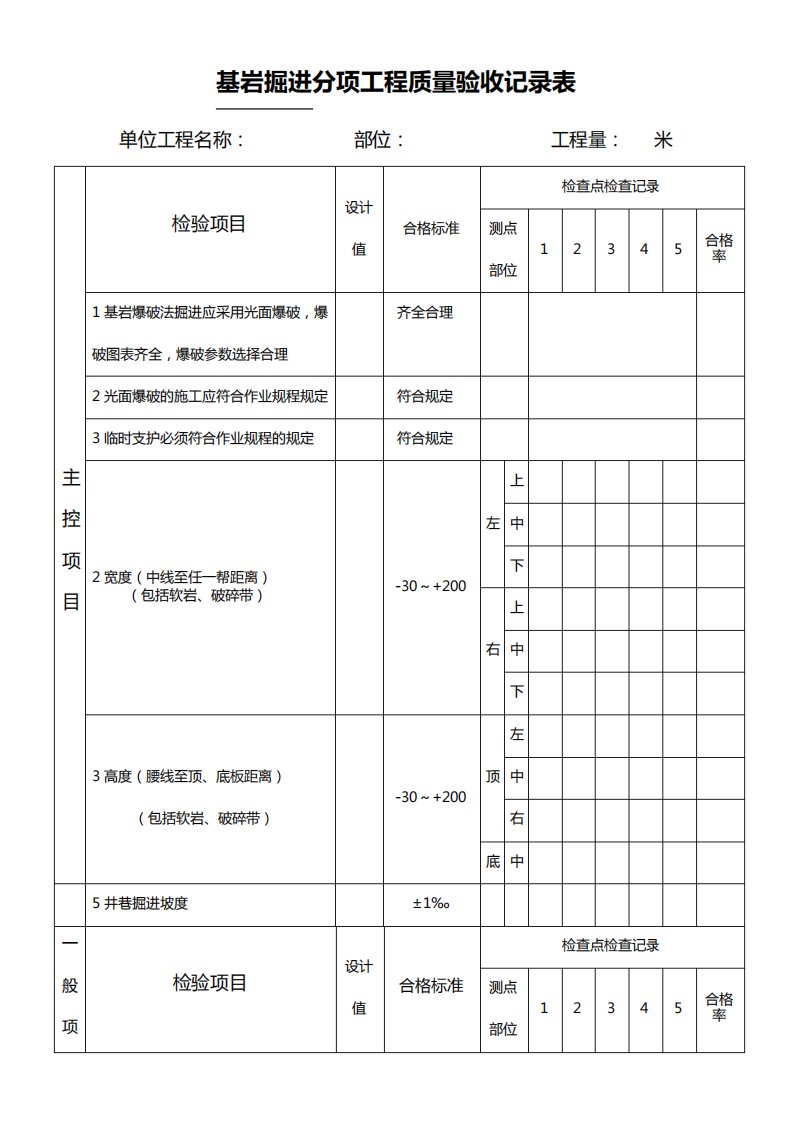 井巷工程验收表