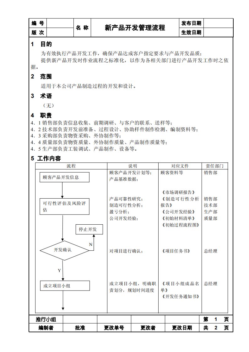 机械新产品开发管理流程