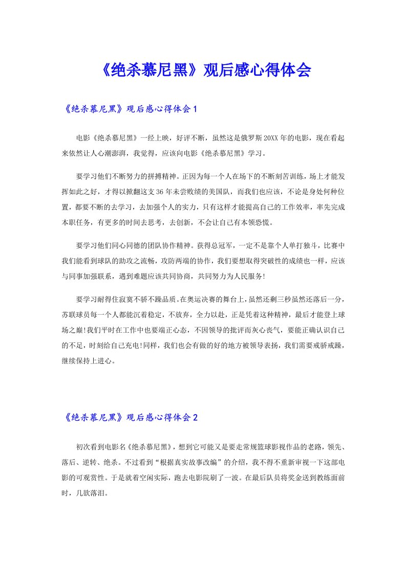 《绝杀慕尼黑》观后感心得体会