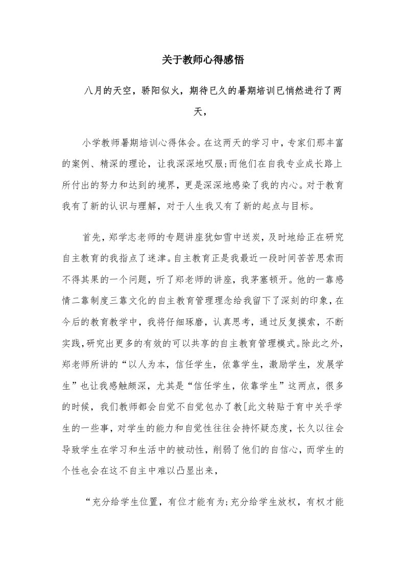 关于教师心得感悟