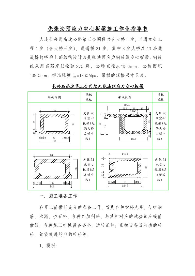 空心板梁张拉作业指导书